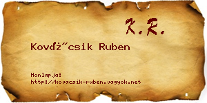 Kovácsik Ruben névjegykártya